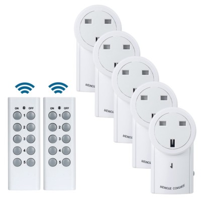 5 REMOTE CONTROL Socket Wireless Switch Home Mains Pack UK Plug AC ...