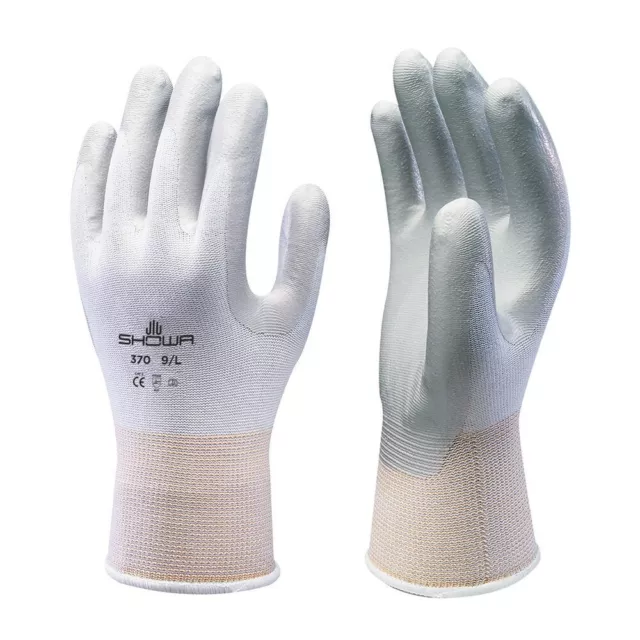 SHOWA 370 Lightweight Gardening Gloves Grippy Palm Breathable Liner White