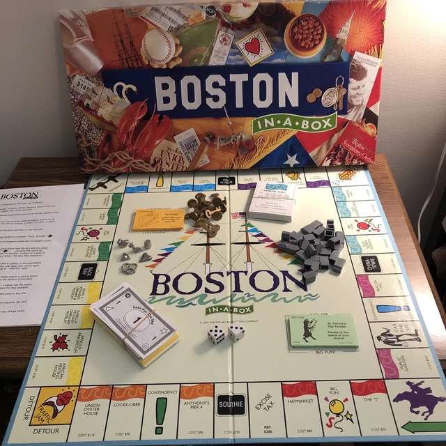 BOSTON IN A Box Board Game Monopoly style Landmarks Complete Late For