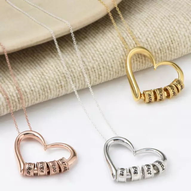 Personalized Gift Custom Name Beads Necklace Pendant Jewelry DIY Family Heart