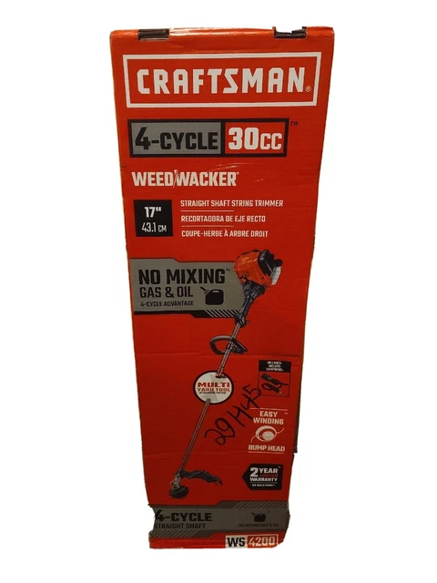 CRAFTSMAN WS4200 4 Cycle 30cc Gas Straight Shaft 17" String Trimmer NEW ...