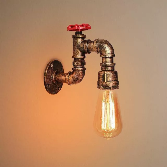 Vintage Industrial Rustic Steampunk Wall Light Metal Waterpipe Wall Lamp