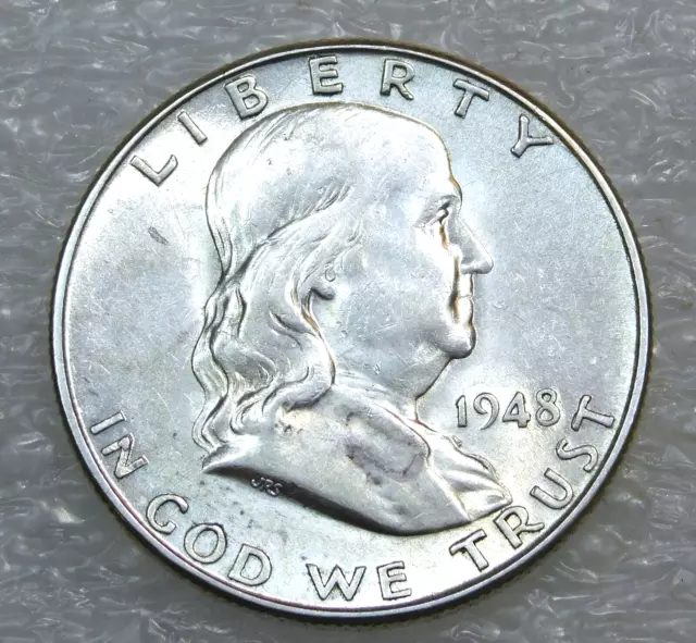 1948-D Franklin Half Dollar AU 90% FBL Frosty Luster in saflip #H571