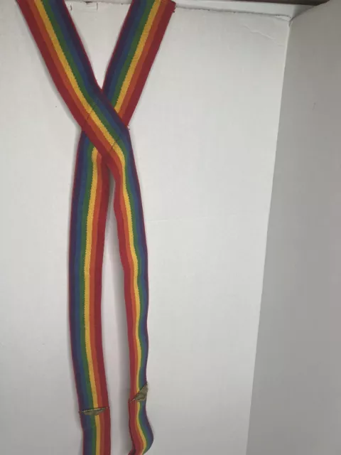 Vintage Britches Great Outdoors Rainbow Clip On Suspenders LGBTQI Pride, mork .