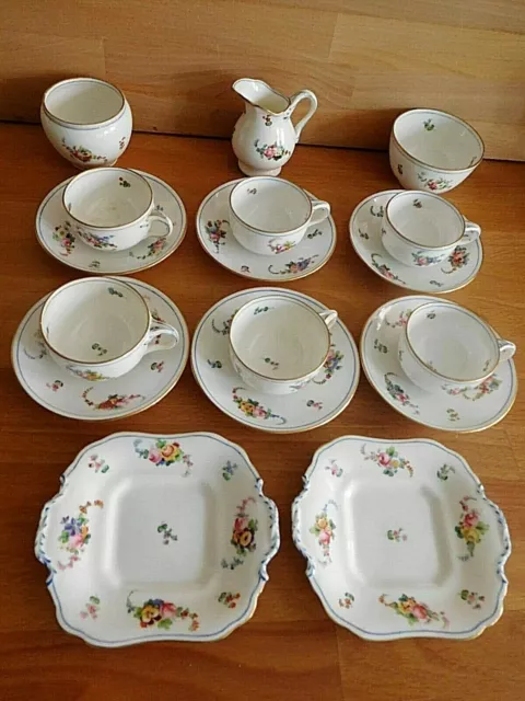 Antique Mid 19Th Century Minton Sevres Style Small Tea Set Painted Flower Spays