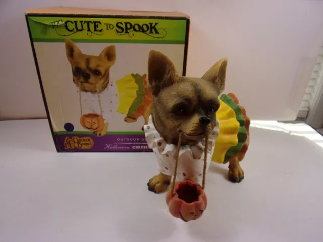 Nib Cracker Barrel Chihuahua Too Cute Too Spook Pumpkin Basket Outdoor Decor