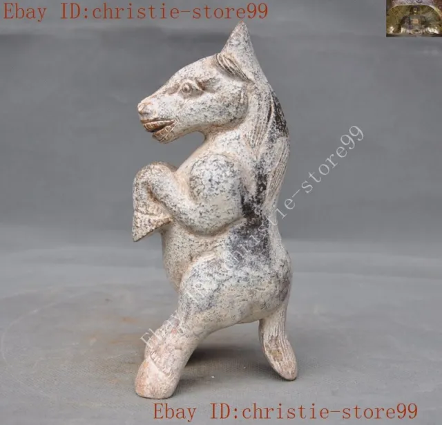 China Feng Shui Hongshan Culture Old jade Hand carved zodiac animal horse statue