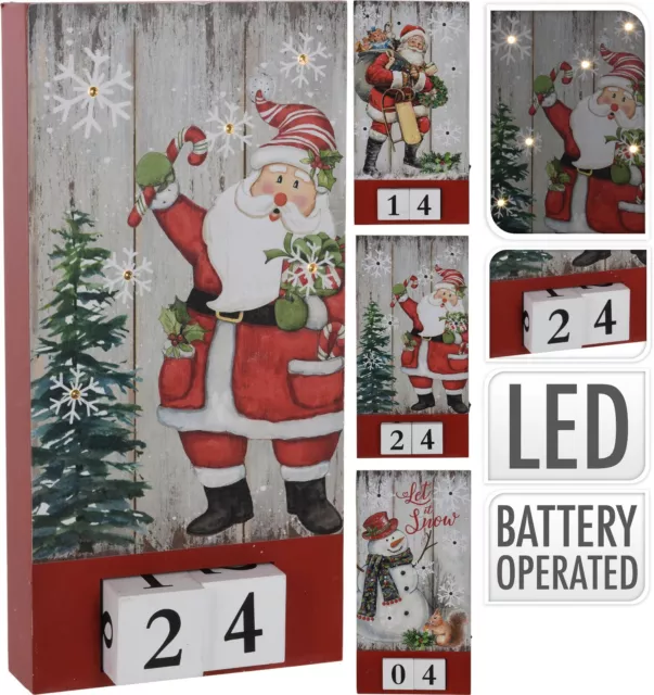 Large Light Up Hanging Countdown to Christmas Perpetual Wooden Advent Calendar