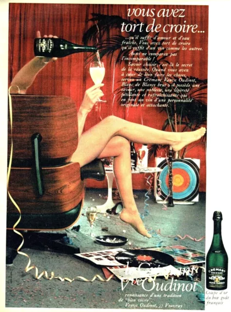 publicité Advertising 0722 1968  crément Veuve Oudinot  vin  "bien vivre"