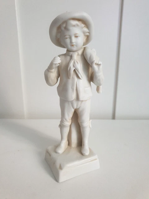 Figurine Enfant Piano En Porcelaine Allemande - Biscuit - 7,5 Cm - SFBJ Heubach