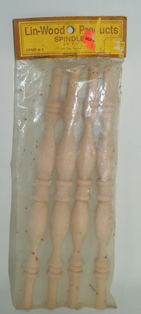 Lin-Wood Products Spindles 3/4  x 9 & 3/8" diameter SPMP-8-4 - Unopened package