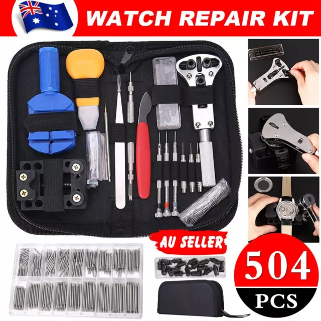 Watch Repair Tool Kit Back Case Opener Remover Spring Pin Bars Set Watchmaker