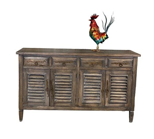 Sideboard with Shutters, Buffet, Console Table, Kitchen Storage, Classic Grey, A