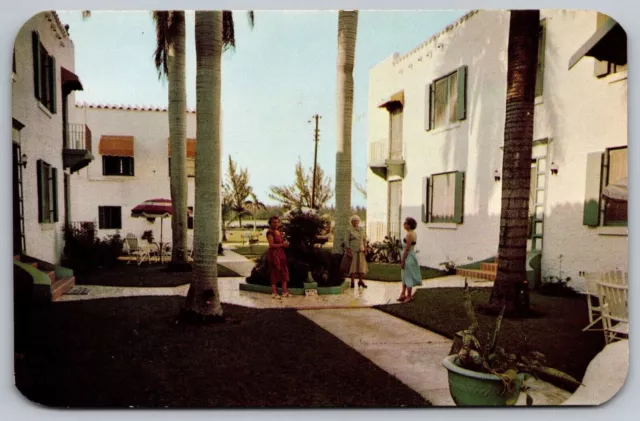 Hollywood By Sea Florida Fountain Court Apartments Chrome UNP Postcard