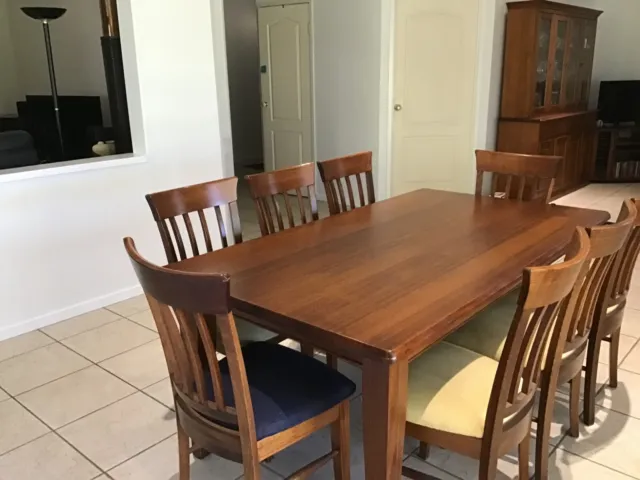 Tasmanian Oak Dining Table and 8 Chairs