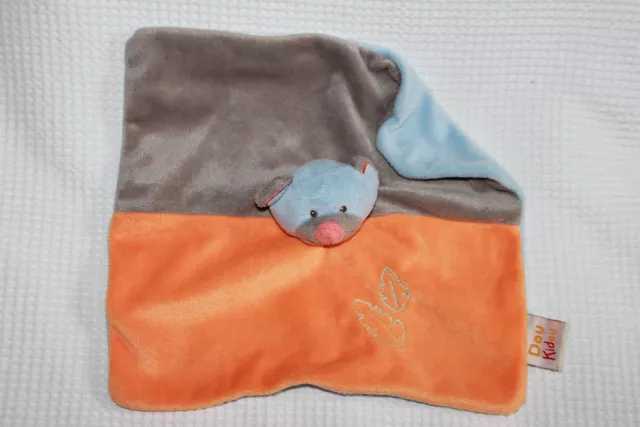 Doudou Doukidou Dou Kidou Ours Plat Orange Gris Bleu Feuille Etat Neuf