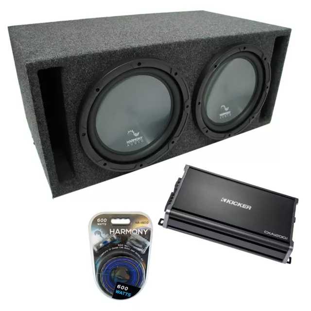 Universal Car Stereo Slotted S Port Dual 15" Harmony R154 Sub Box & CX1200.1