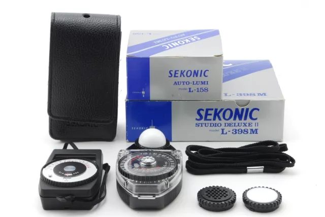 [TOP MINT] SEKONIC Studio Deluxe II L-398M AUTO-LUMI L-158 Light Meter Box JAPAN