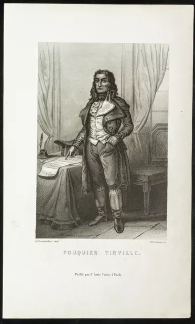 Portrait en pied de Fouquier Tinville - Gravure sur acier - Alexandre Lacauchie
