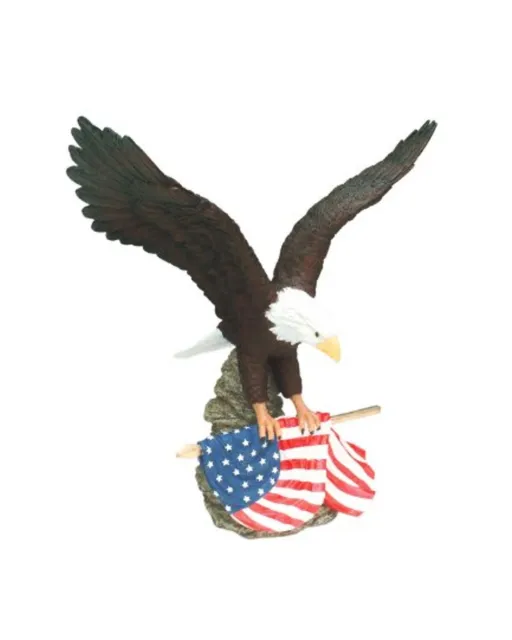 AMERICAN BALD EAGLE Landing STATUE Patriotic FIGURINE  SCULPTURE 12