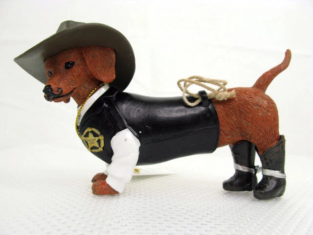The Hamilton Collection Cowboy Spurs N Fur Sher-ruff S. Paws Dachshund Figurine