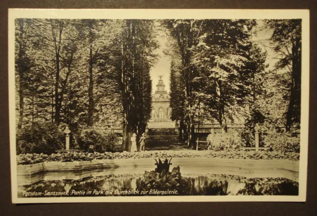 Alte  Foto-AK ca.1930: Potsdam Sanssouci Park mit Durchblick zur Bildergalerie