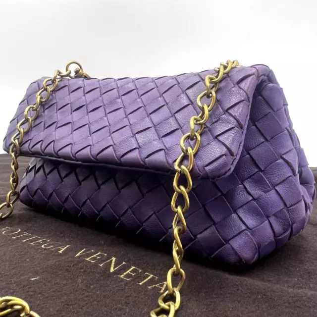 BOTTEGA VENETA Intrecciato Chain Shoulder Bag pouch Purple 240404N