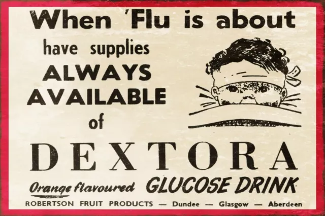 Robertsons Dextora Flu Remedy Orange Drink Advert Vintage Retro Style Metal Sign