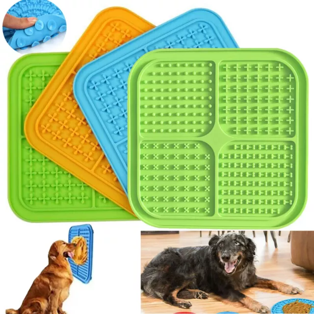 Pet Lick Mat Dog Puppy Cat Distraction Treat Silicone Surface Eat Plate Bowl