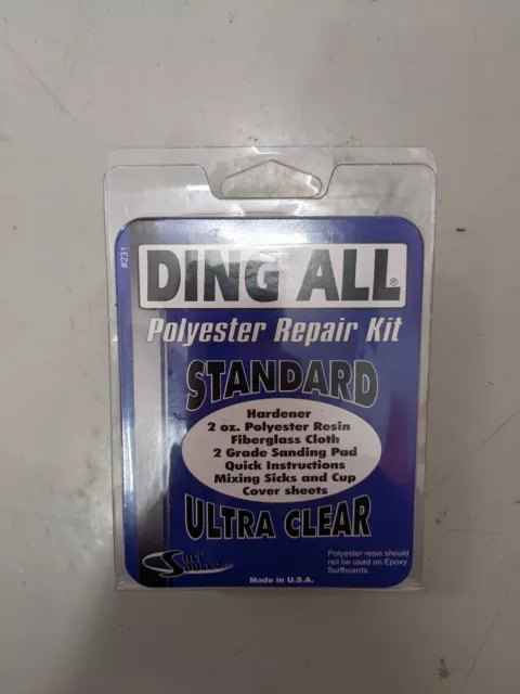 Ding All Polyester Repair Kit Standard Ultra Clear Surfboard Reparaturset