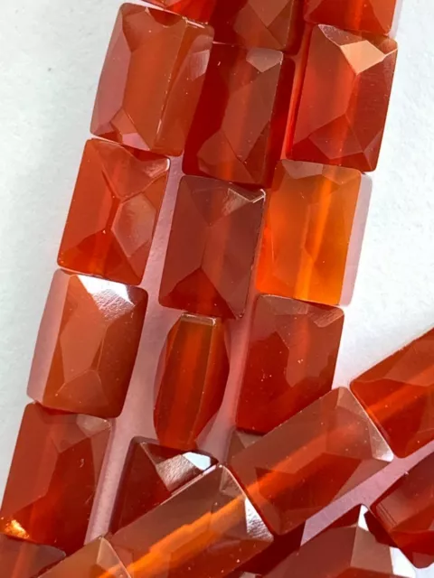 1 Strand Genuine Faceted Rectangle Carnelian Beads - 9x7mm  - Great for Earrings