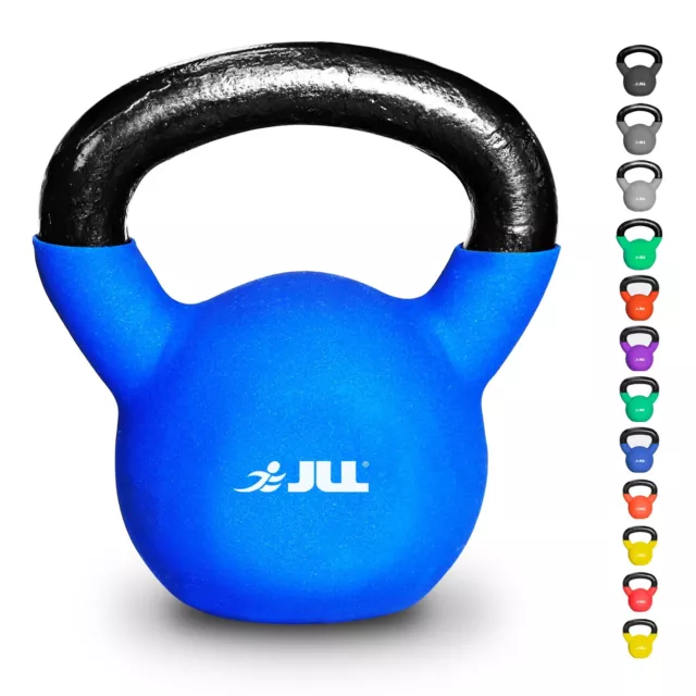 JLL® Cast Iron Kettlebells 2kg - 24kg, Neoprene Covered, Strength Training