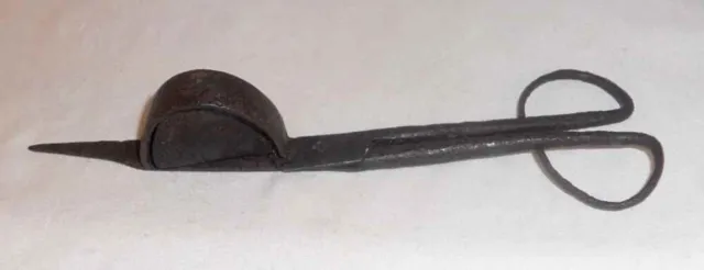 Old Primitive Handmade Forged Iron Wick Trimmer Scissors Style Candle Snuffer