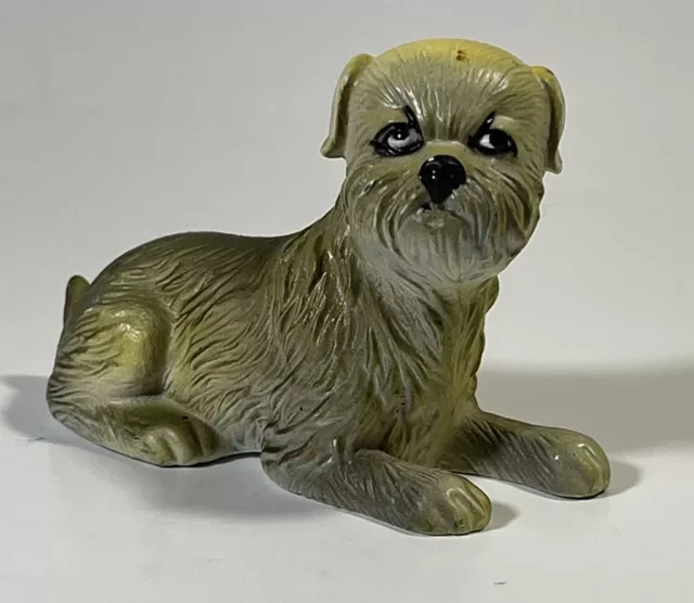 Vintage Miniature New-Ray Rubber Plastic Griffon Bruxellois Dog Figurine 3”