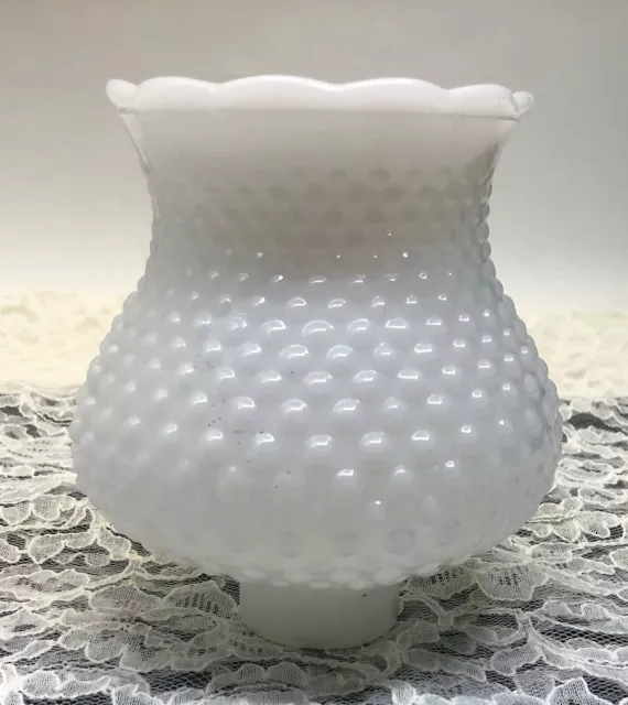 Vintage Milk Glass Hobnail Chandelier Globe Lamp Shade Ruffled Top #335