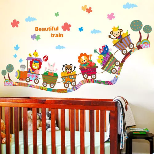 cartoon animal zoo circus train children diy`removable kids wall stickers dD^^i