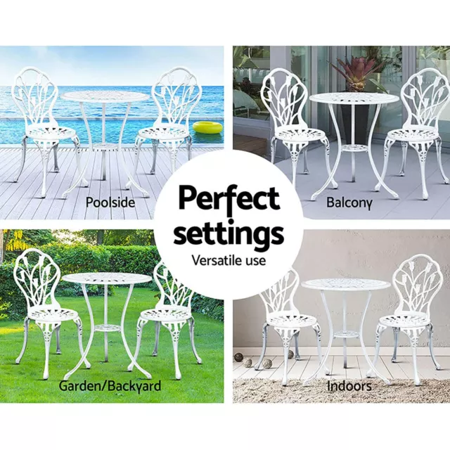 Bistro Setting Outdoor Table and Chairs Set Garden Furniture Patio Parasol Stand 3