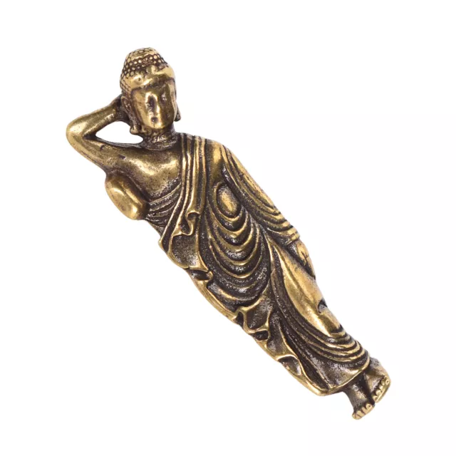 Buddha Sculpture 1.8in Long Brass Sturdy Durable Reclining Buddha Statue Rich