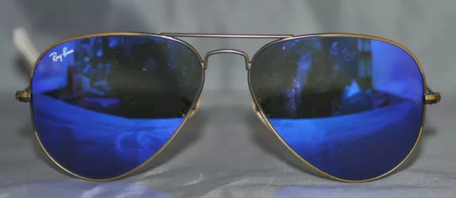 Ray Ban Aviator Flash Lenses Bronze Frames Blue Lenses RB3025 167/68