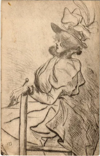 PC CPA HENRI BOUTET, ARTIST SIGNED, ELEGANT LADY, ART NOUVEAU, (b15568)