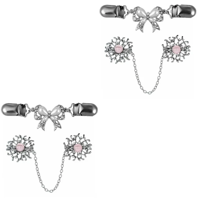 4 stücke stilvolle brosche pin retro metall brosche clip creative cardigan clip