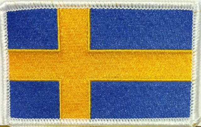 Sweden Flag Embroidered Iron-On Patch Military  Emblem White Border