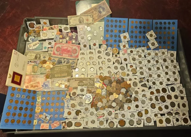 Huge lot 600+ Coin/Stamp~Silver Note/"V"/Buffalo/Indian/JFK/Mercury/IKE/TOKEN