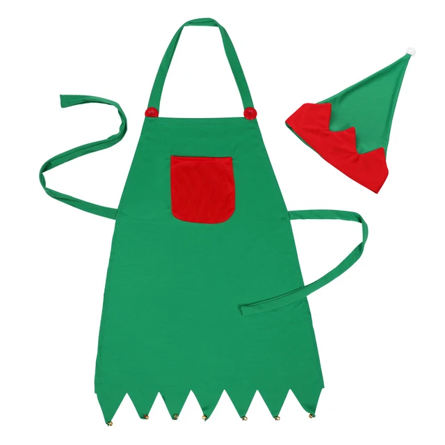 Supvox 1 Juego Delantal Navidad Elfo Sombrero Set Adulto Sin Tela Delantal Cocina
