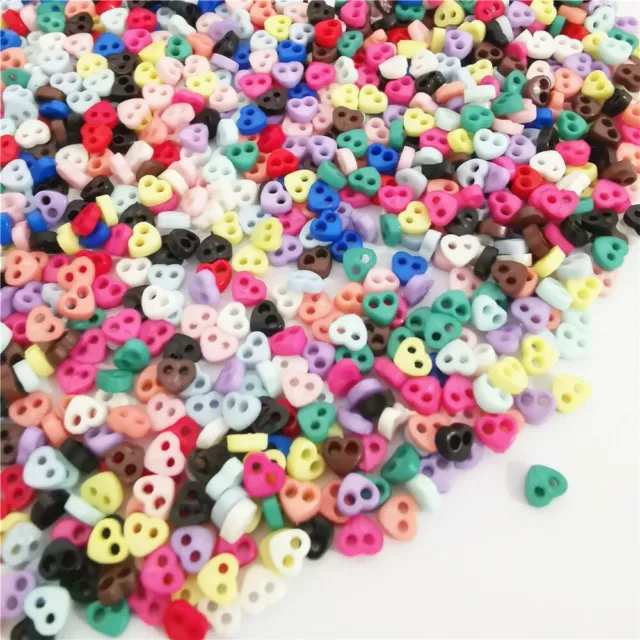 300 4mm Heart TINY SMALL RESIN BUTTONS MIXED COLOURS CRAFT  SCRAPBOOK SEWING