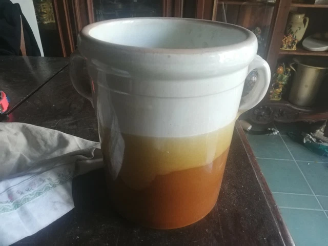 Grande Vaso In Ceramica Orientale, Bocca Larga, Rosso Legno, Alto 36 Cm
