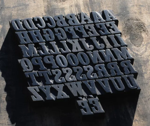 A-Z alphabet letterpress wooden printing blocks wood type Vintage printer typo!!