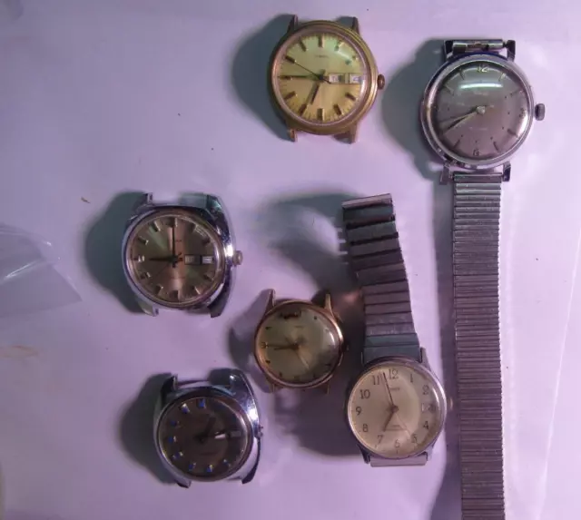 Orologio Vintage Lotto Di 6 Orologi Timex Da Uomo Per Parti/Riparazione #85