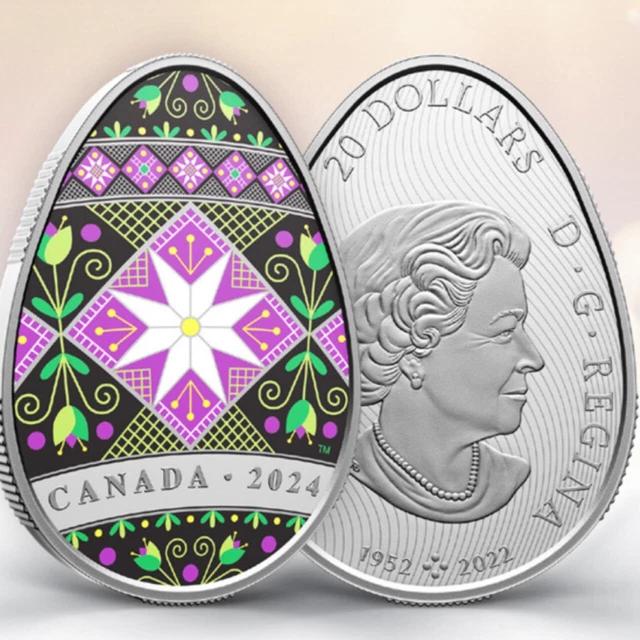 2024 CANADA 20 Pysanka Traditional Ukrainian Easter Egg Pure Silver