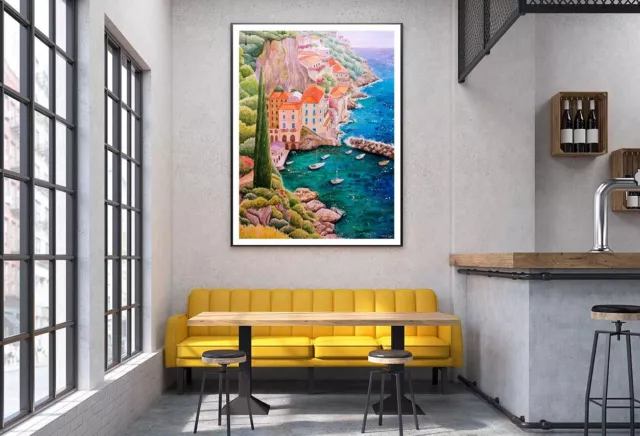 Painting Of Italian Village Print Premium Poster High Quality choose sizes